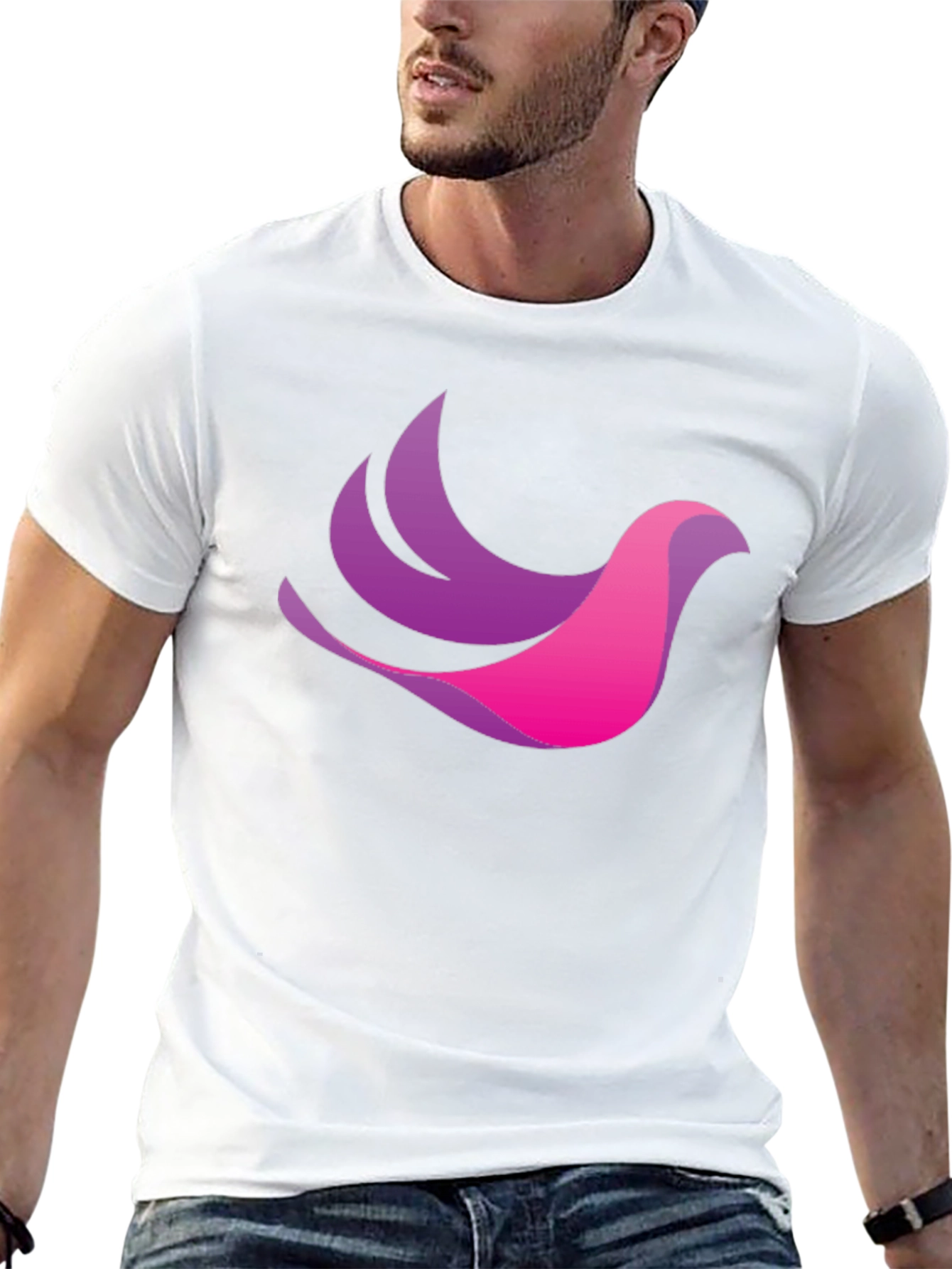 Stylish Black T-Shirt with Gradient Bird Design