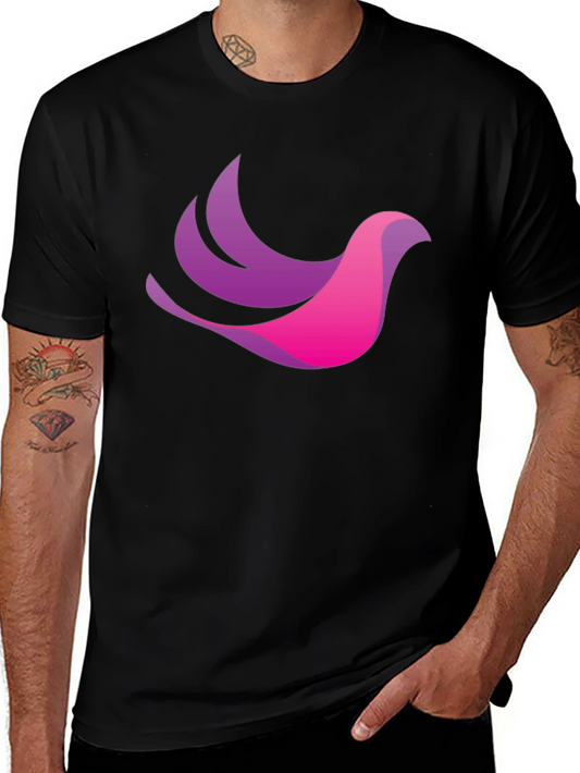 Stylish Black T-Shirt with Gradient Bird Design