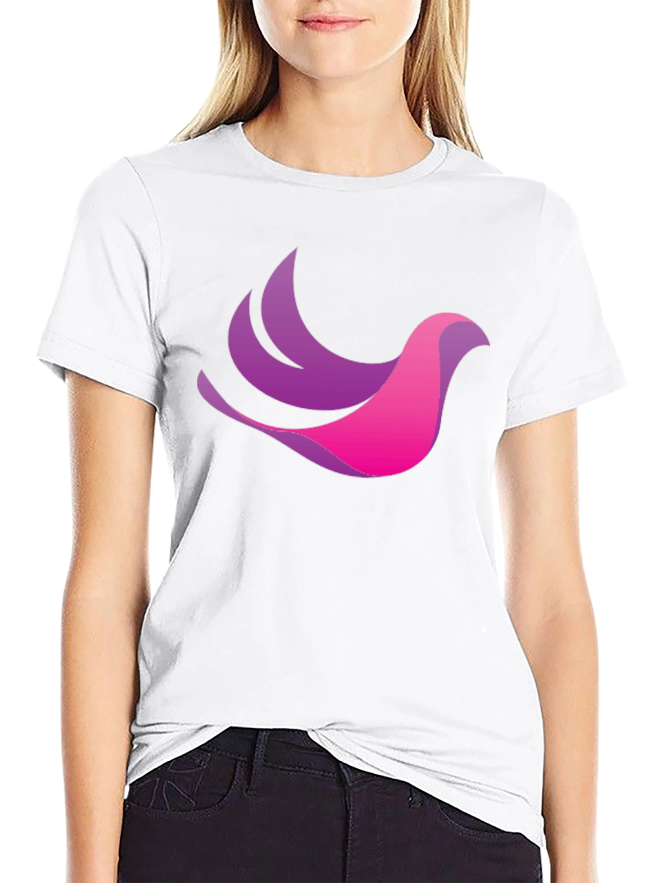 Stylish Black T-Shirt with Gradient Bird Design