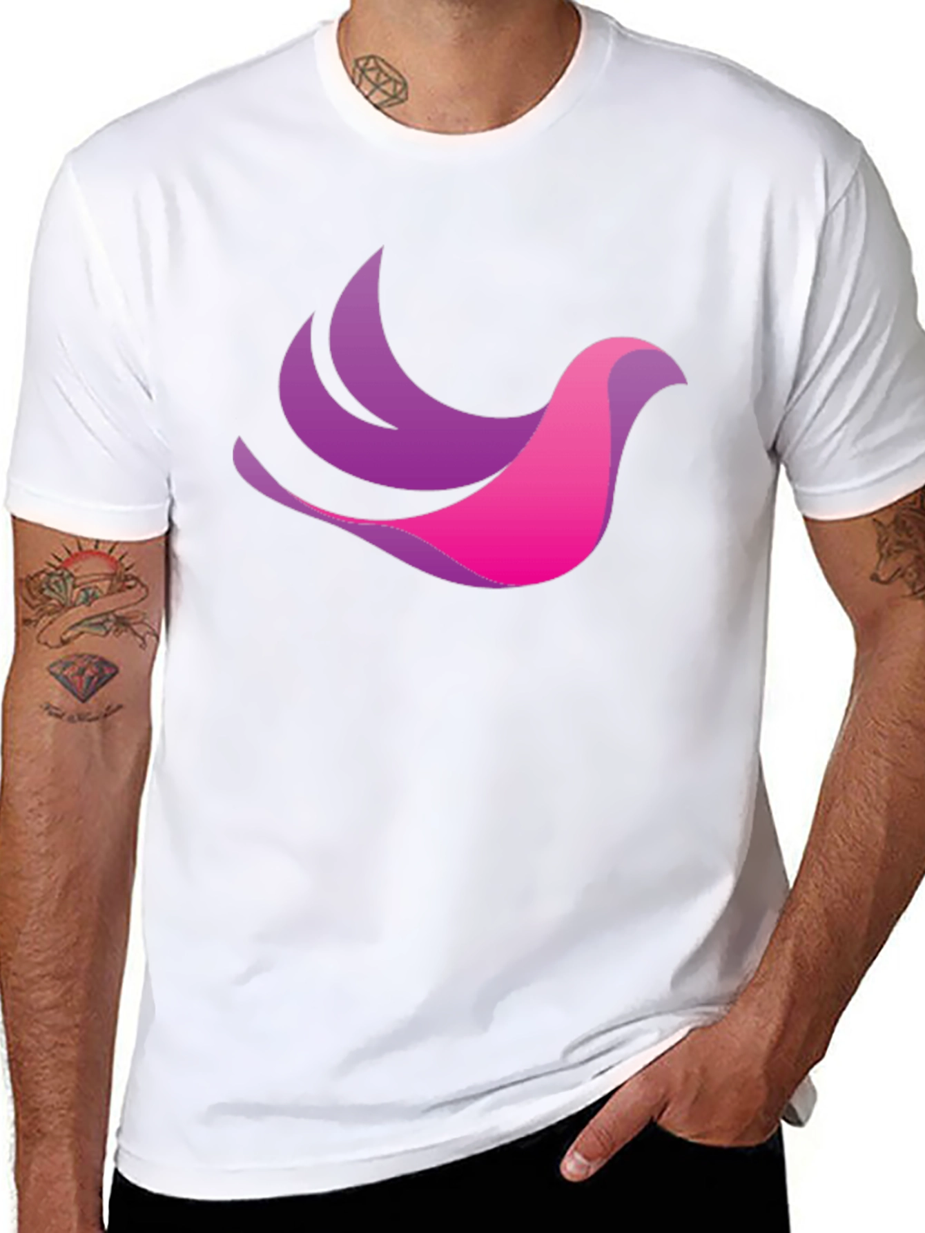 Stylish Black T-Shirt with Gradient Bird Design