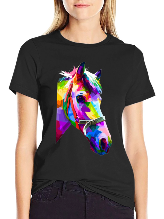 Geometric Horse Tee - Colorful Animal Art T-Shirt