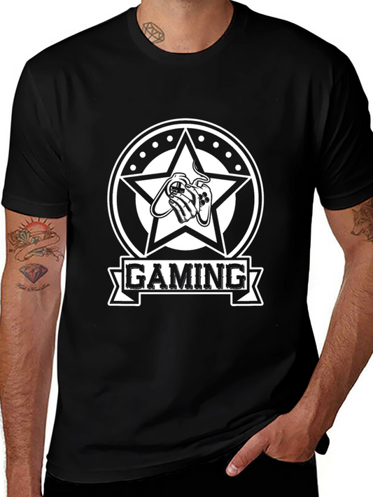 Gaming Star T-Shirt - Black Cotton Tee for Gamers