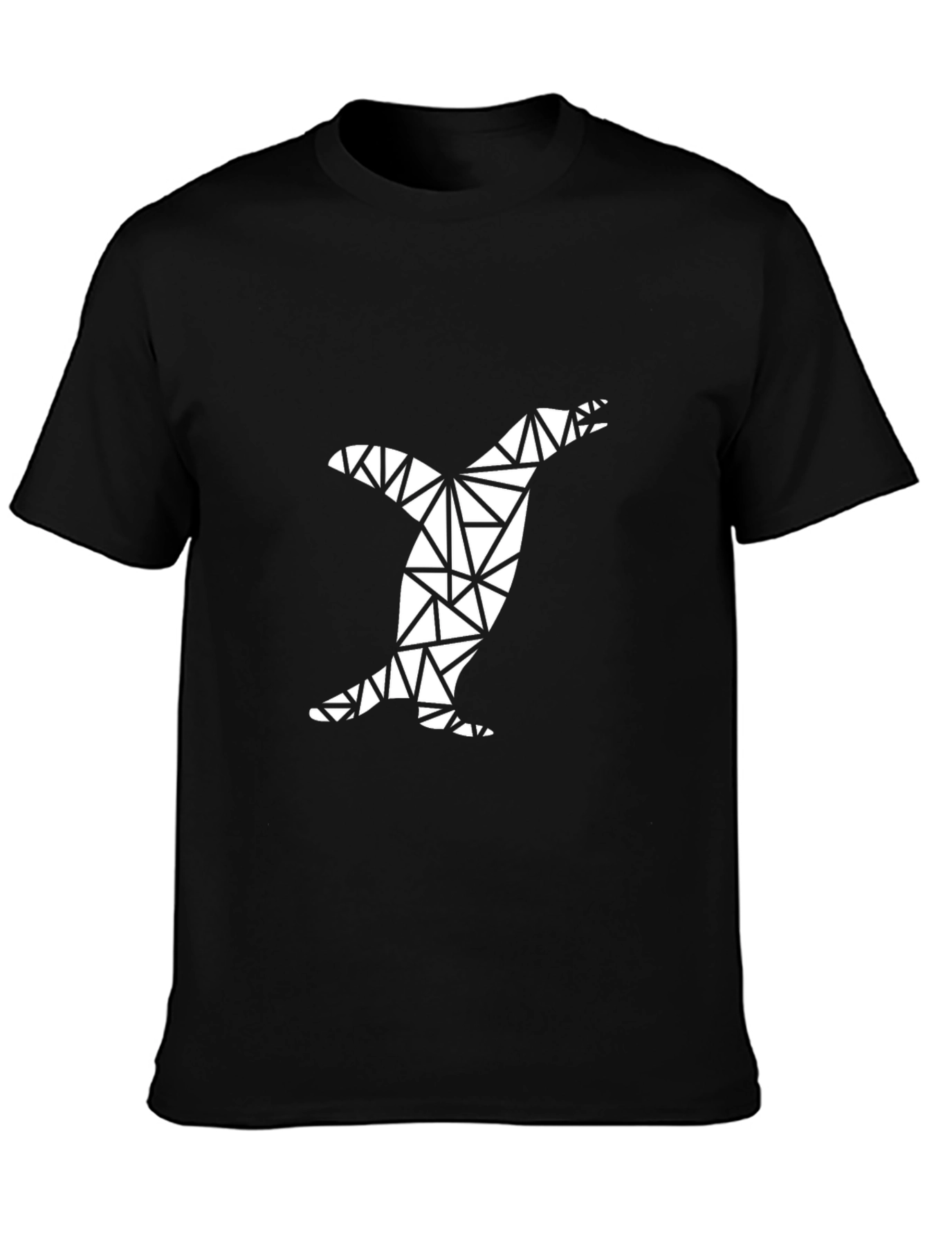 Geometric Penguin Tee - Modern Mens Black T-Shirt