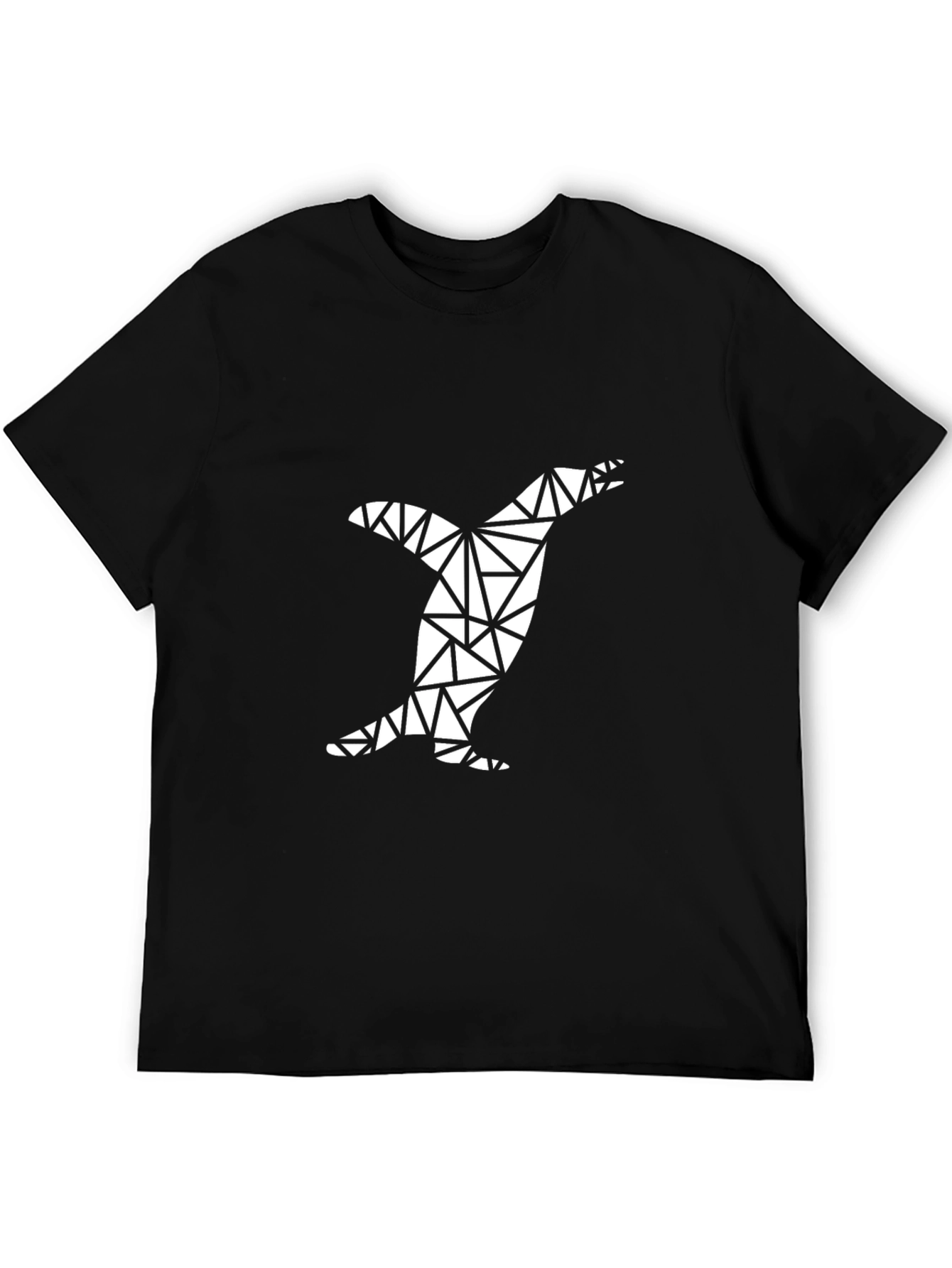 Geometric Penguin Tee - Modern Mens Black T-Shirt