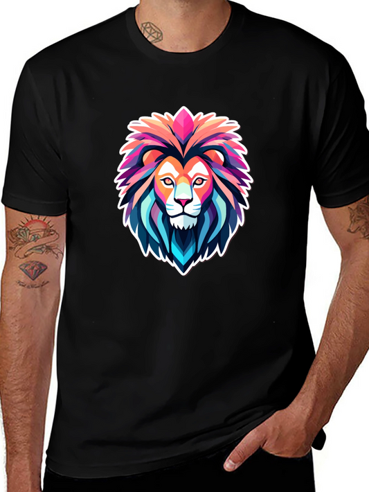 Bold Lion Graphic Tee - Stylish Mens Black T-Shirt