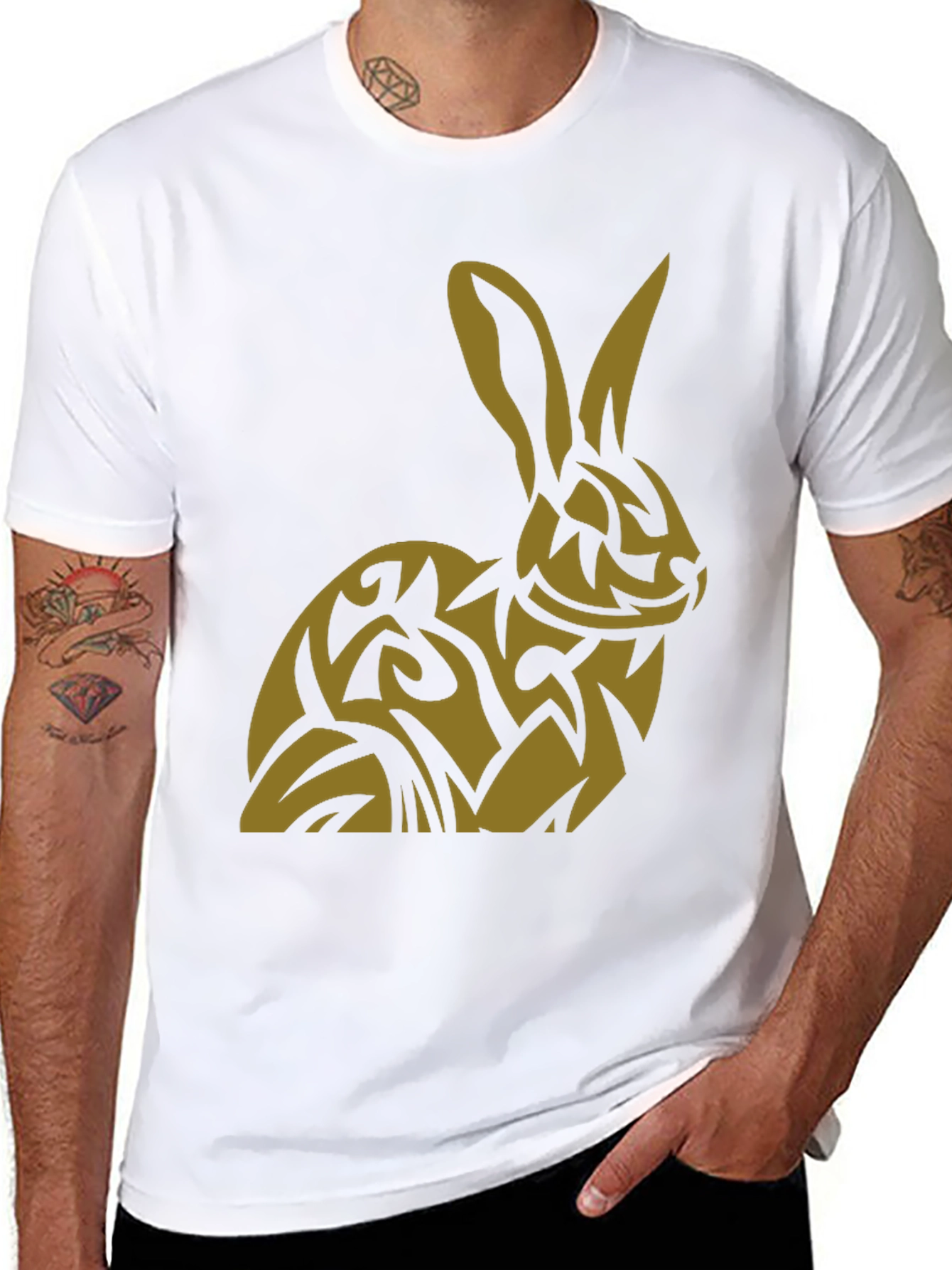 Rabbit Tribal Tattoo Style Graphic T-Shirt