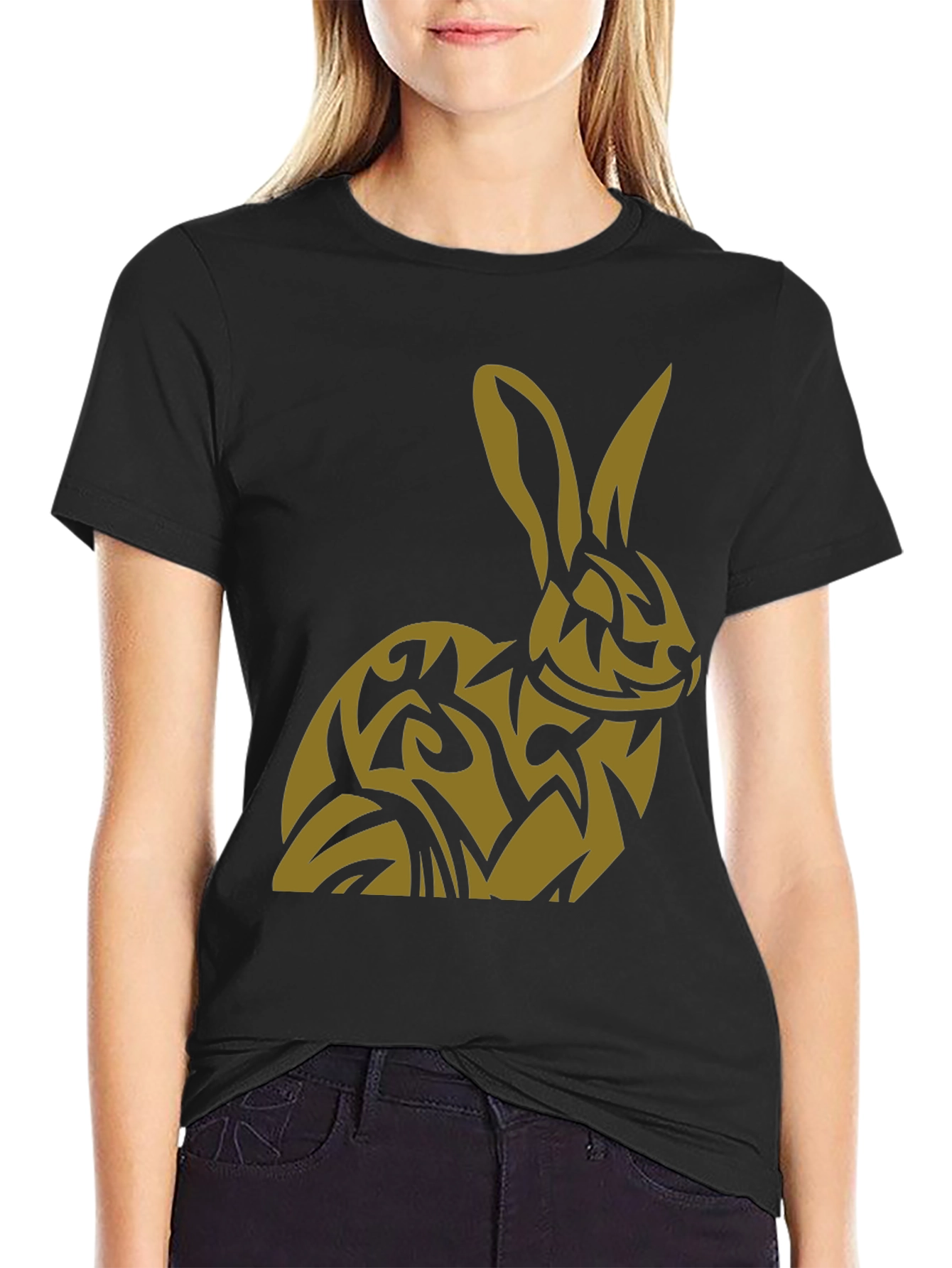 Rabbit Tribal Tattoo Style Graphic T-Shirt