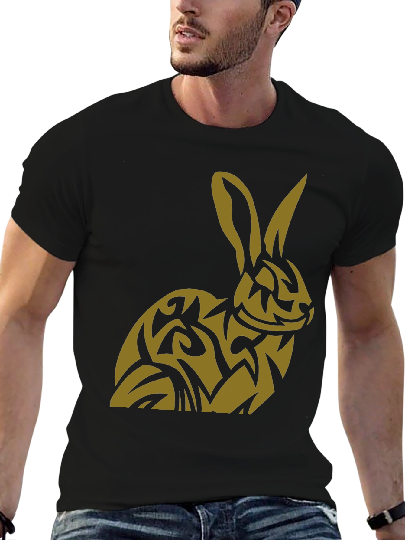 Rabbit Tribal Tattoo Style Graphic T-Shirt