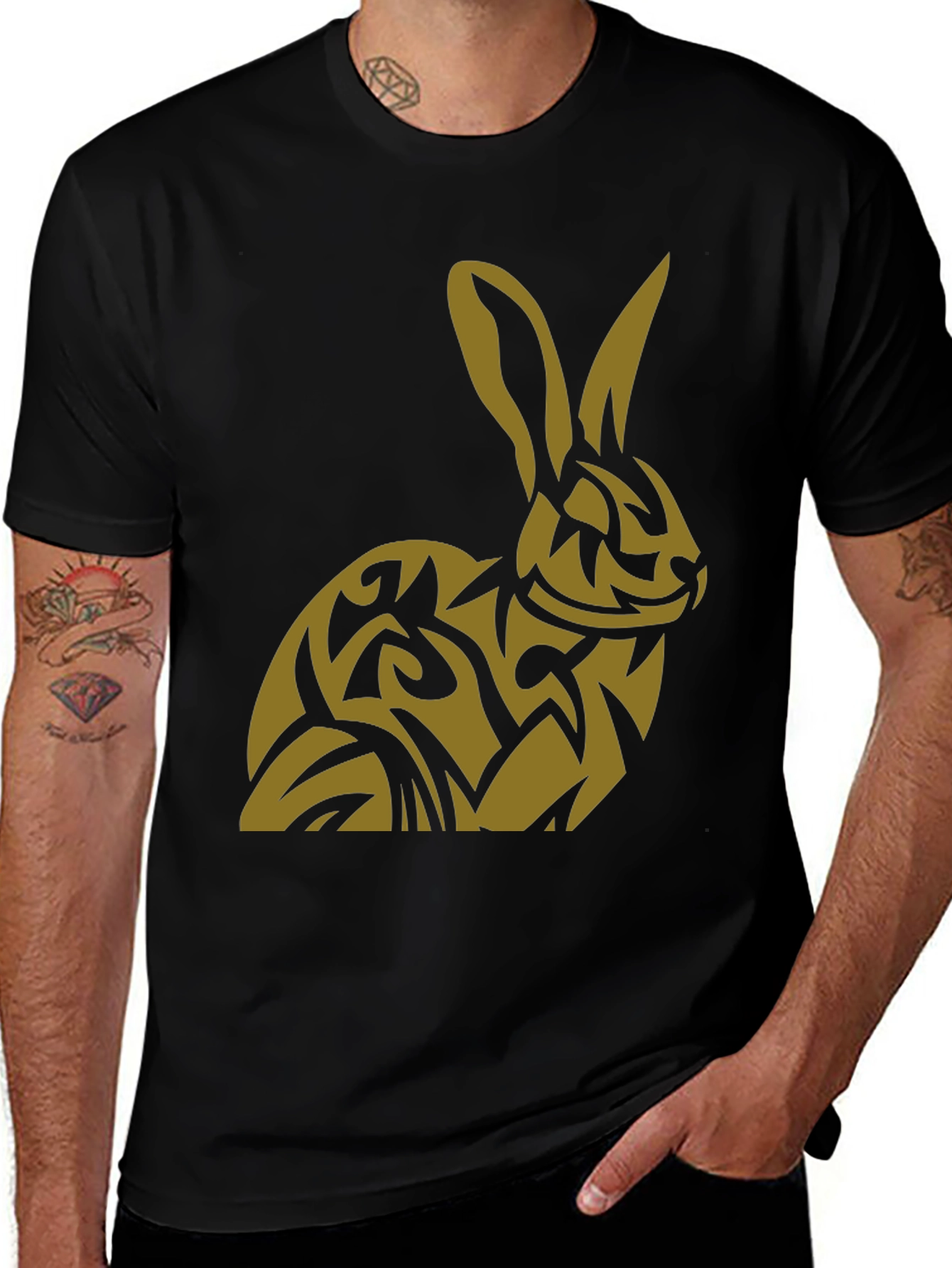 Rabbit Tribal Tattoo Style Graphic T-Shirt