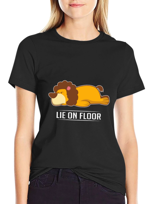 Lie on Floor Funny Lion T-Shirt