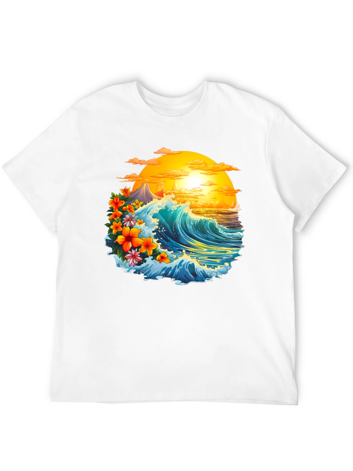 Tropical Wave Graphic Tee - Black