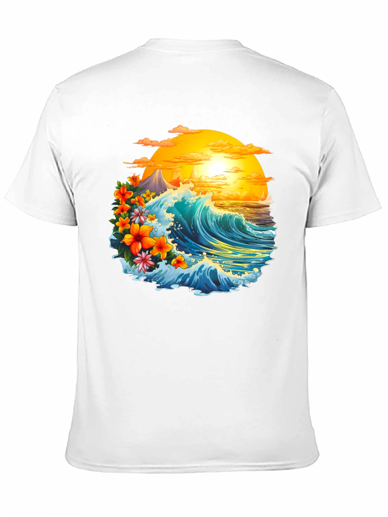 Tropical Wave Graphic Tee - Black