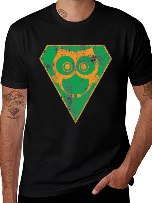 Retro Owl Graphic Tee - Black