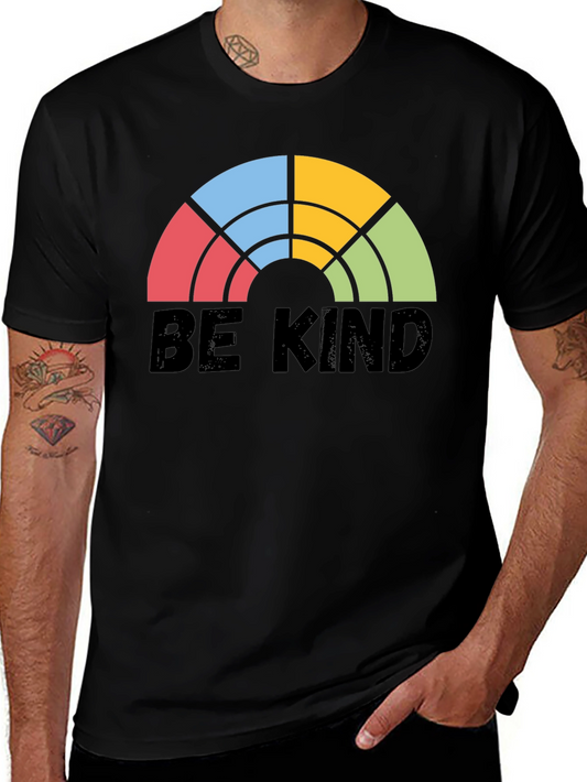 Be Kind Rainbow Graphic Tee - Soft Cotton Comfort Fit