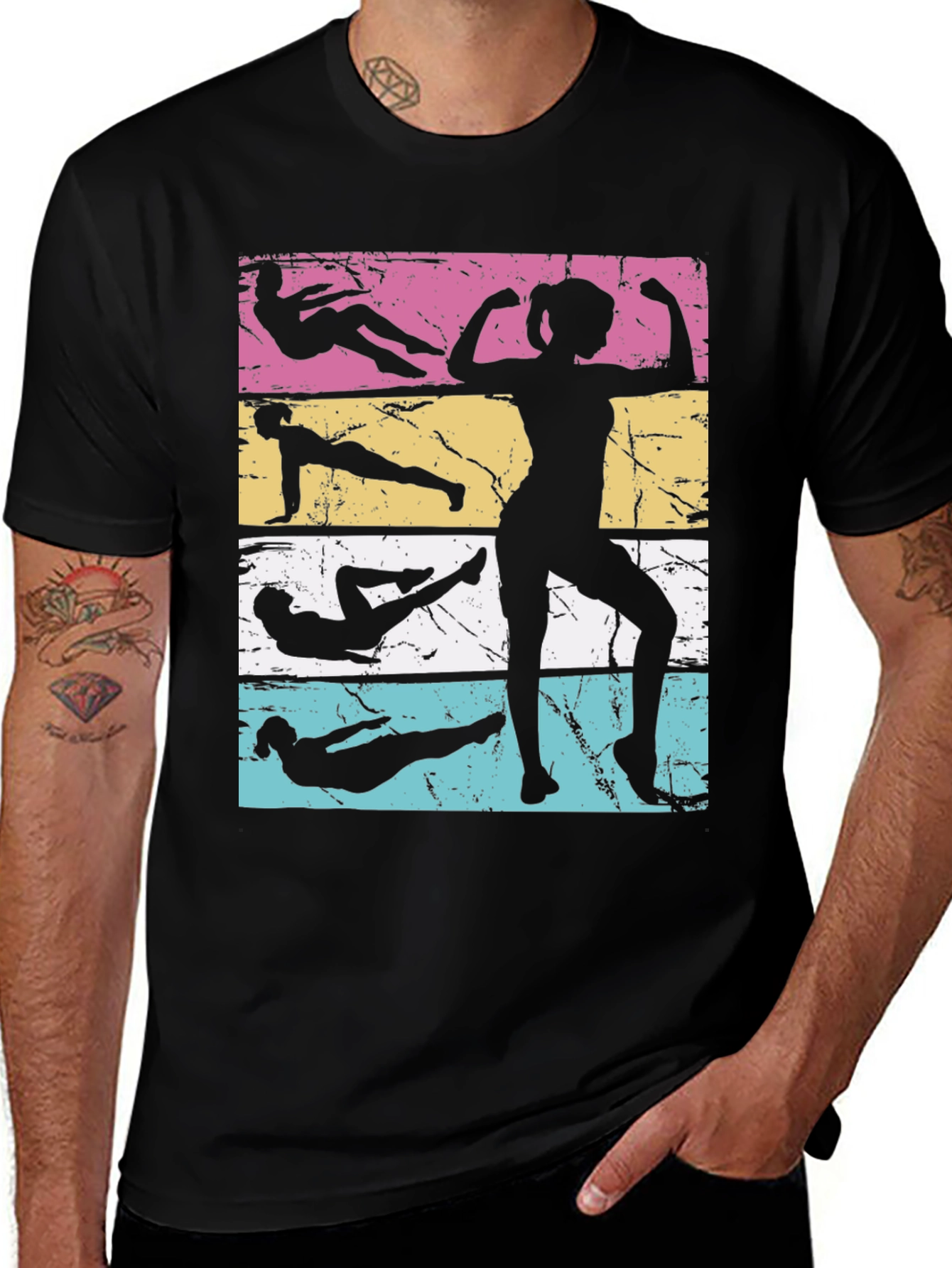 Retro Fitness Silhouette Tee - Workout Motivation Shirt