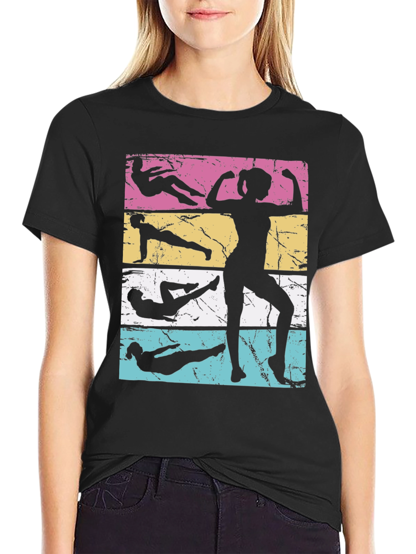 Retro Fitness Silhouette Tee - Workout Motivation Shirt