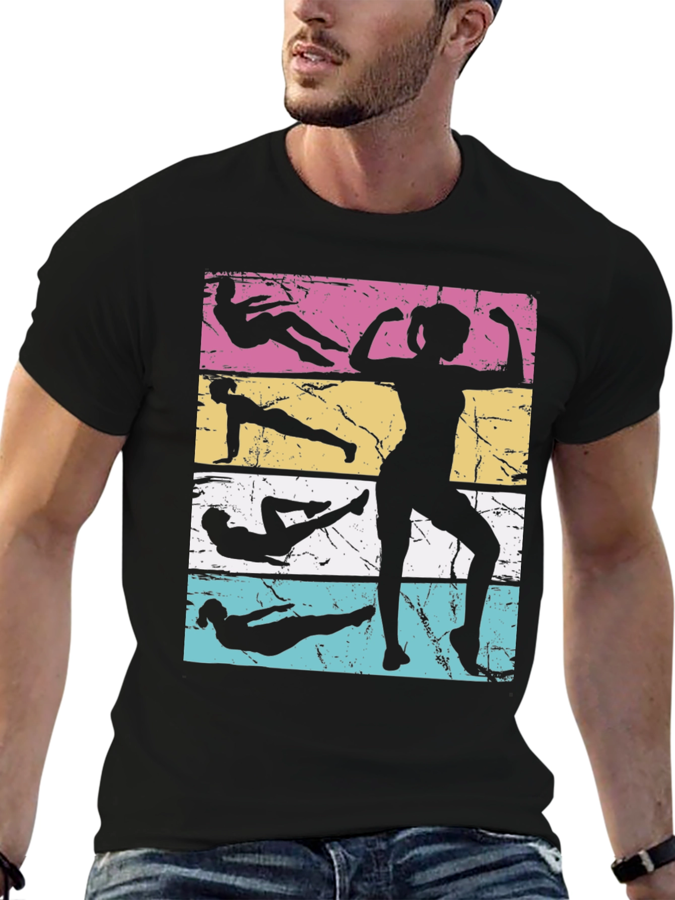 Retro Fitness Silhouette Tee - Workout Motivation Shirt