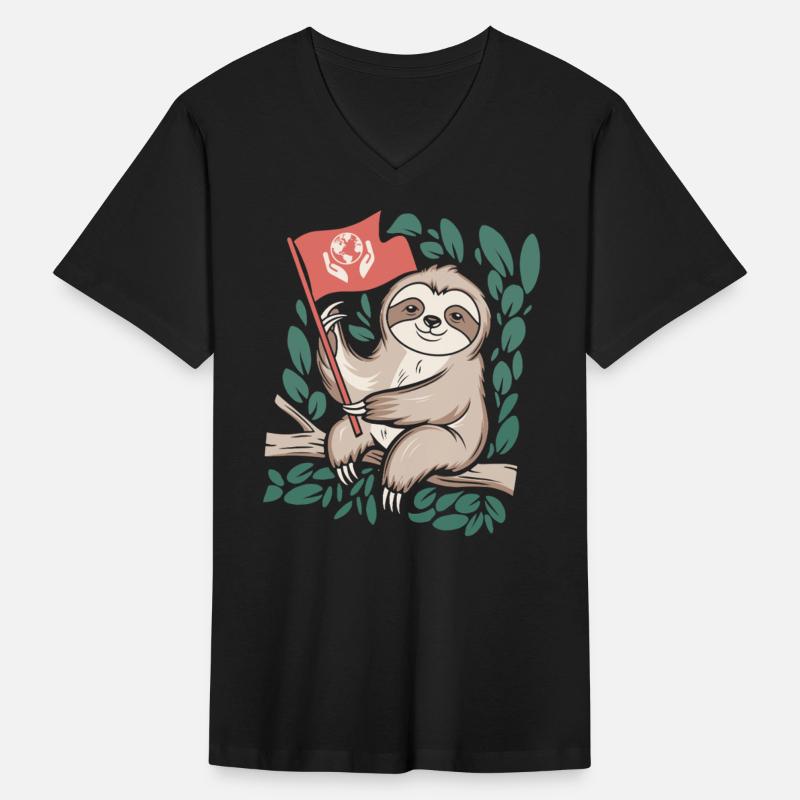 Environmentalist Nature: Sloth Holding Earth Flag