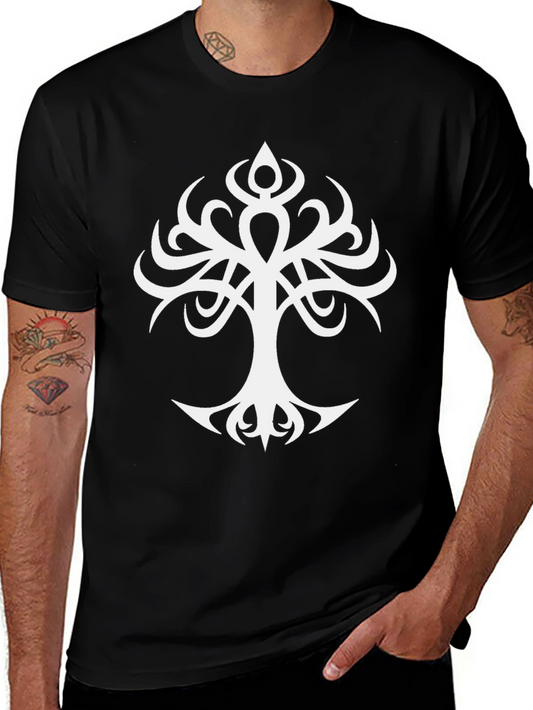 Tribal Tree Graphic Black T-Shirt