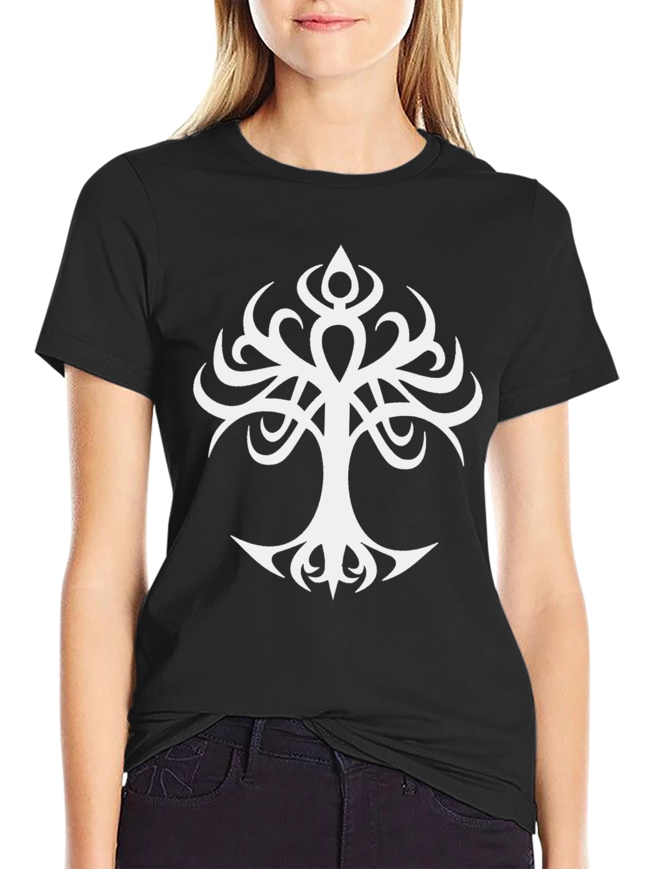 Tribal Tree Graphic Black T-Shirt