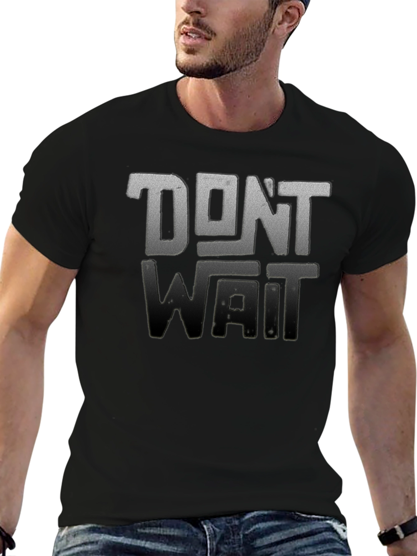 Dont Wait Graphic Tee - Black Crew Neck T-Shirt