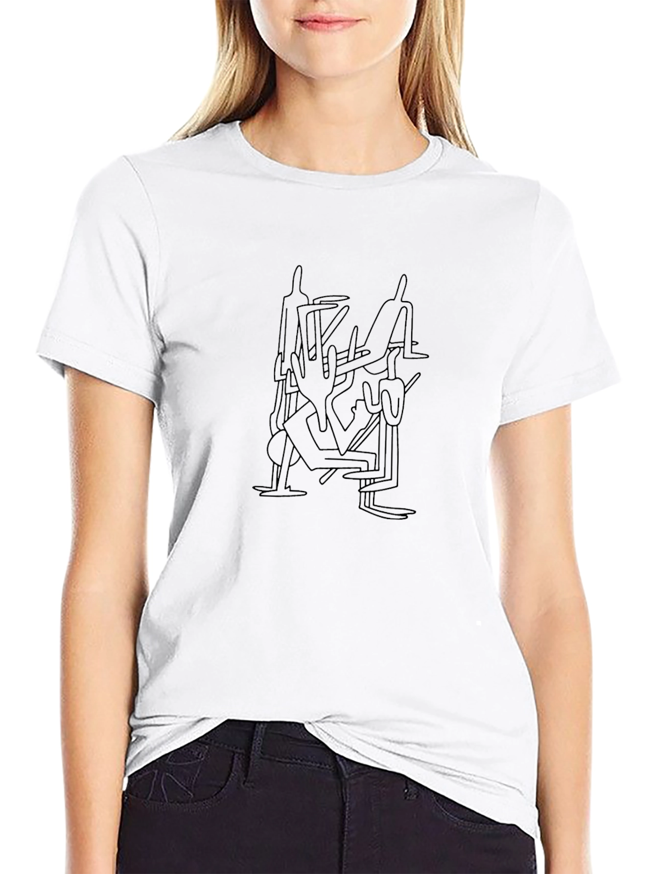 Abstract Line Art Graphic Tee - Black Unisex Shirt