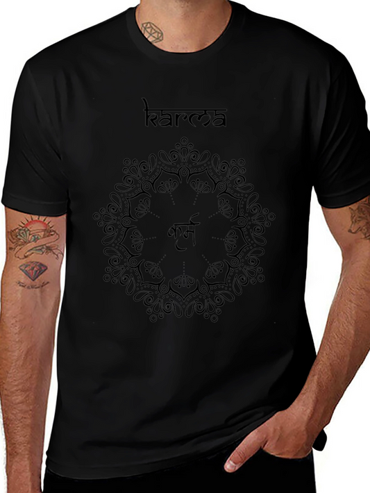 Karma Mandala Graphic Tee - Black