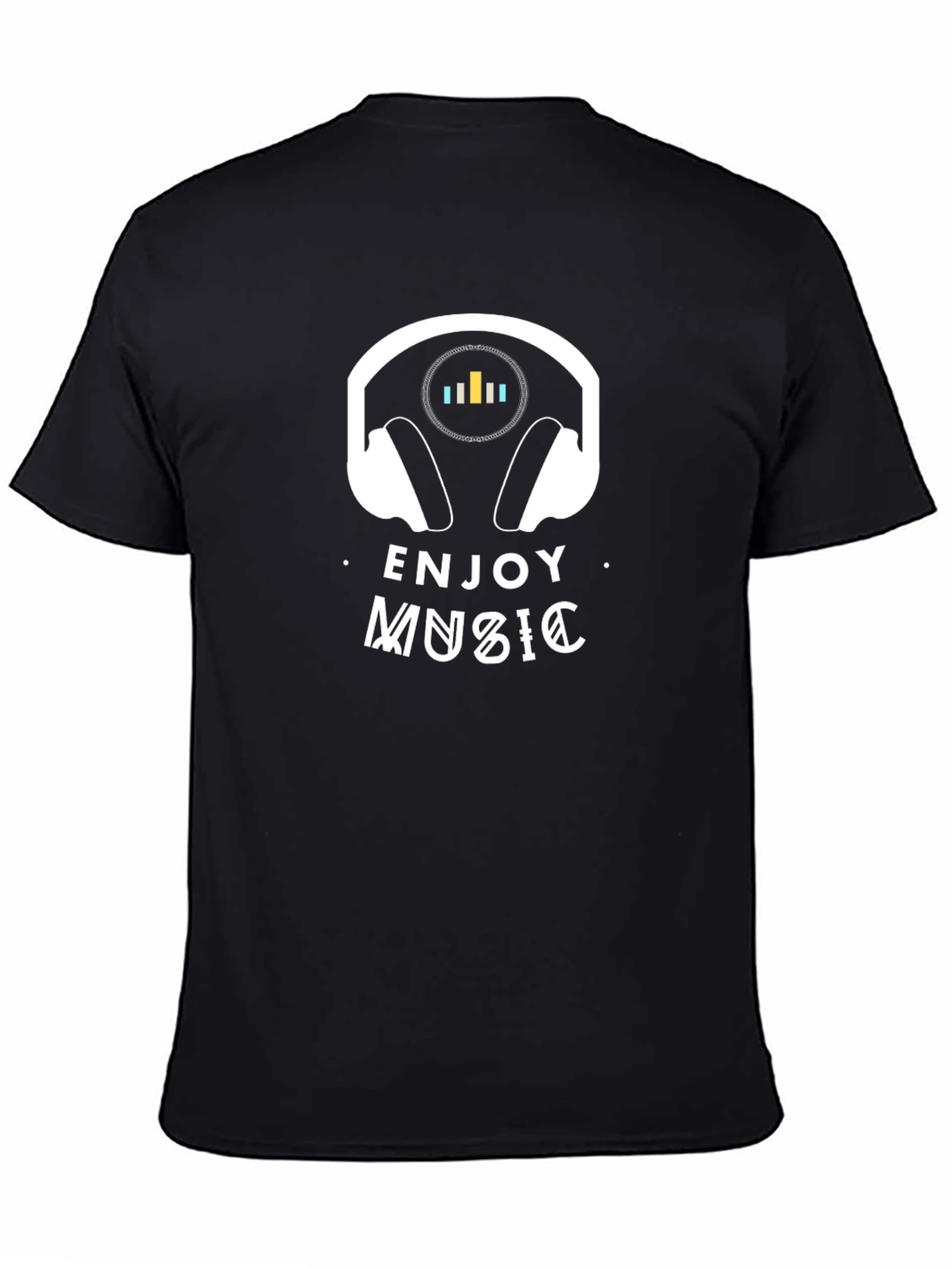 Enjoy Music Black T-Shirt - Headphone Graphic