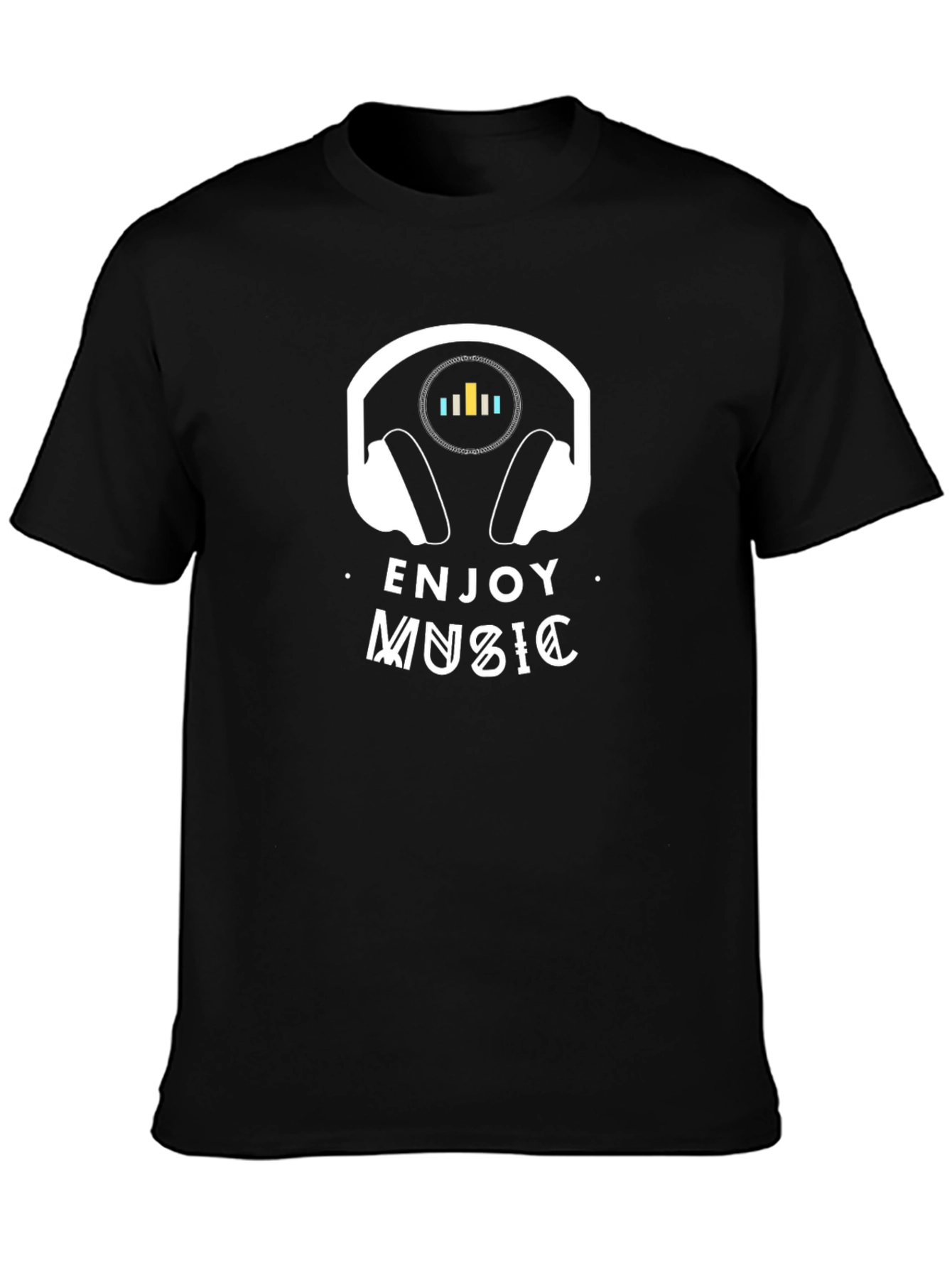 Enjoy Music Black T-Shirt - Headphone Graphic