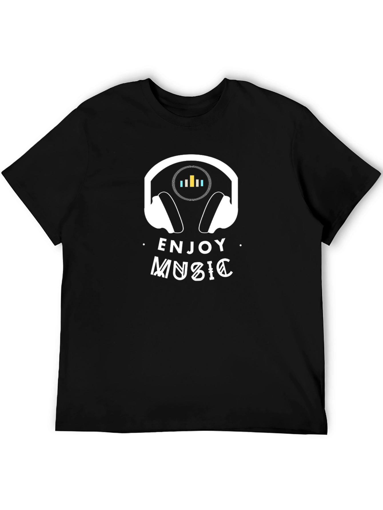 Enjoy Music Black T-Shirt - Headphone Graphic