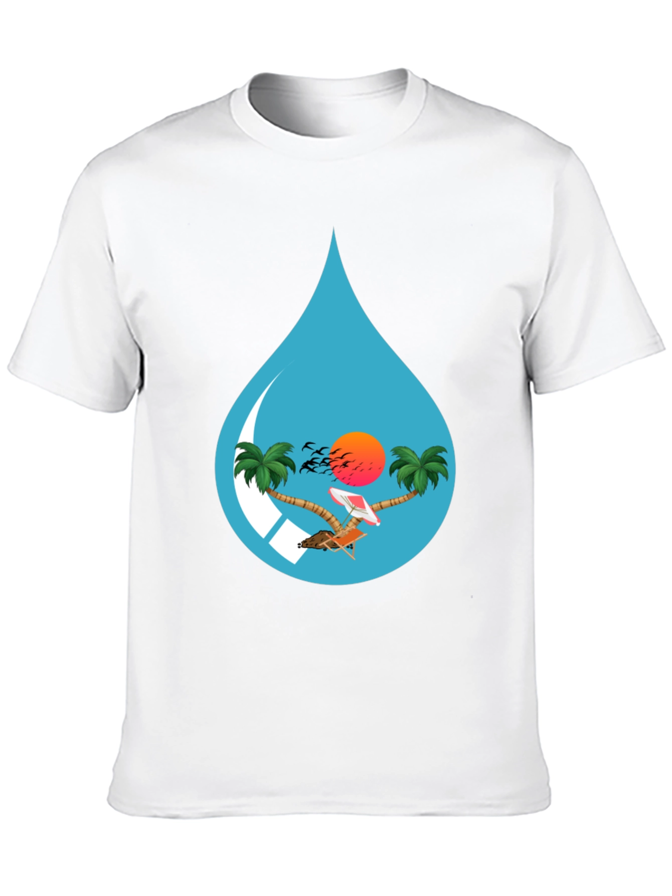 Tropical Beach Scene Graphic Tee - Island Vibes T-Shirt