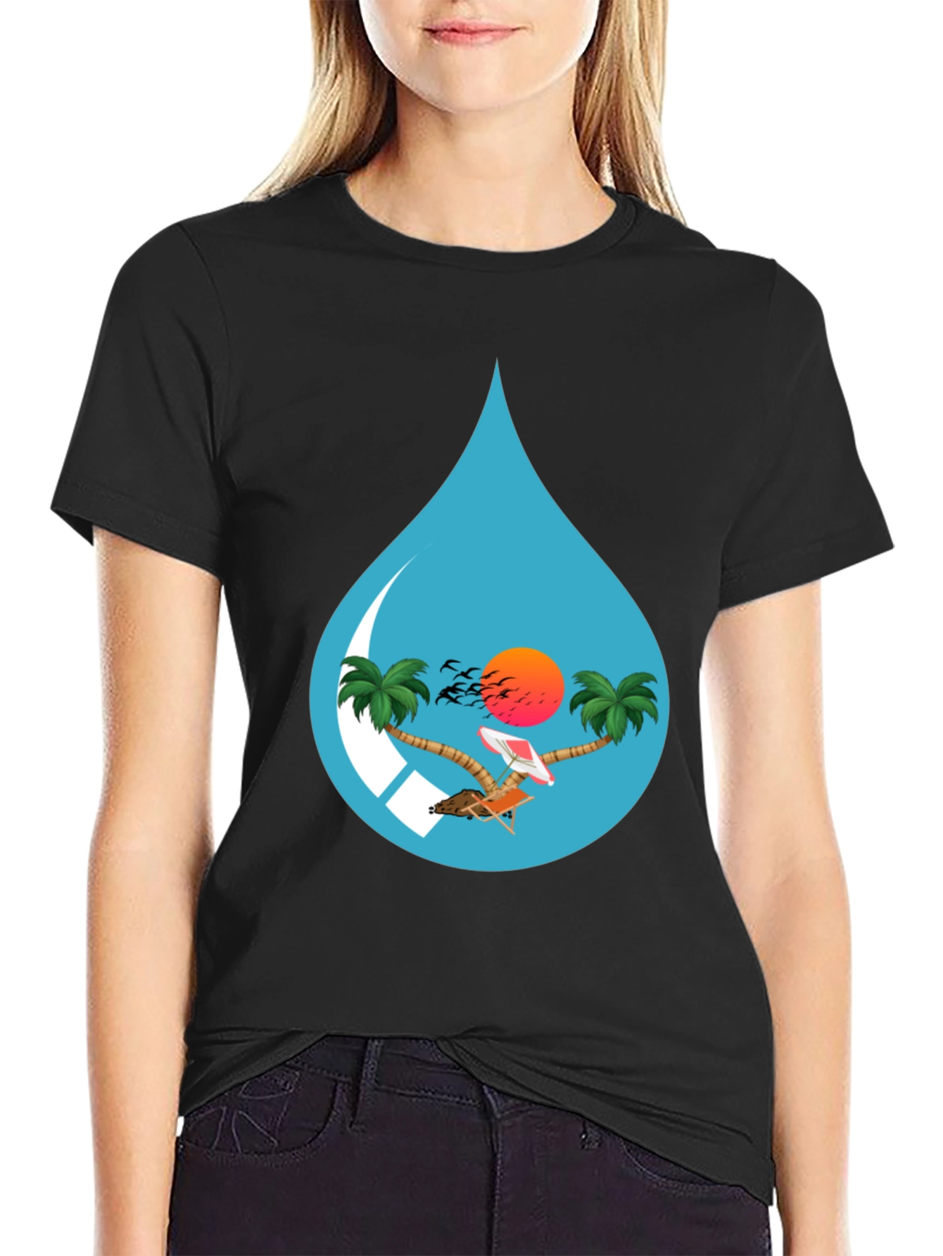 Tropical Beach Scene Graphic Tee - Island Vibes T-Shirt