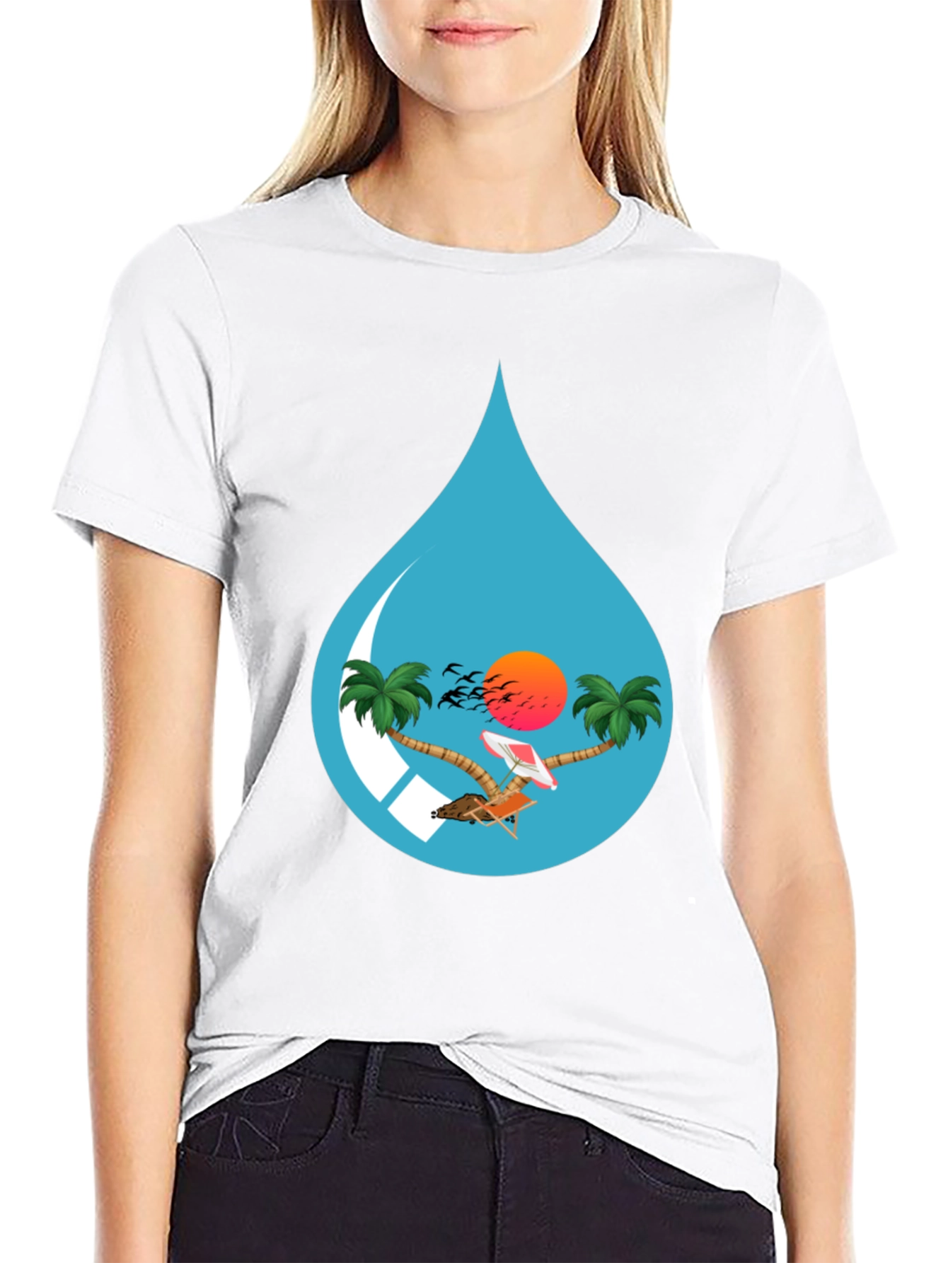 Tropical Beach Scene Graphic Tee - Island Vibes T-Shirt