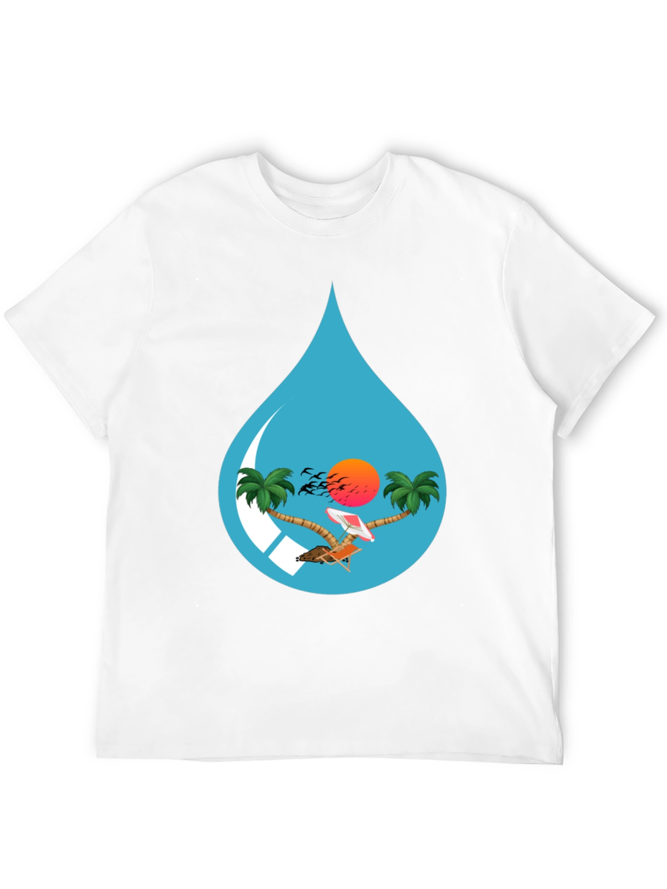 Tropical Beach Scene Graphic Tee - Island Vibes T-Shirt