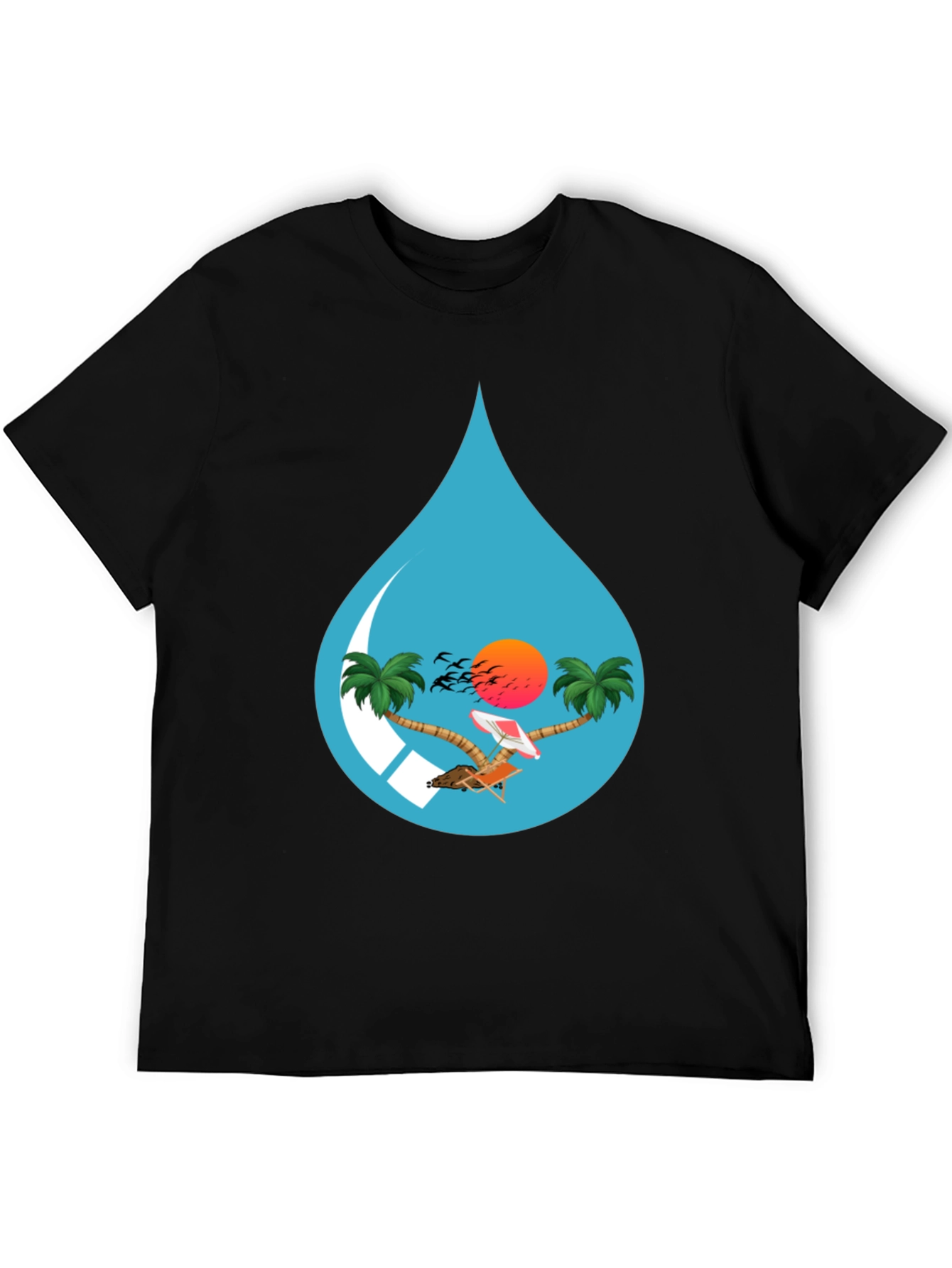 Tropical Beach Scene Graphic Tee - Island Vibes T-Shirt