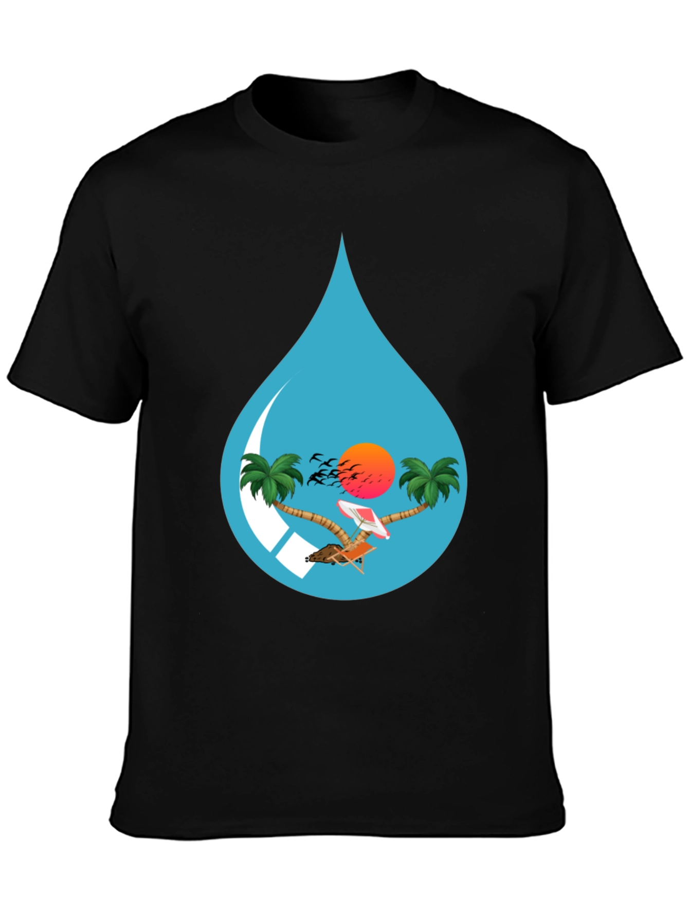 Tropical Beach Scene Graphic Tee - Island Vibes T-Shirt