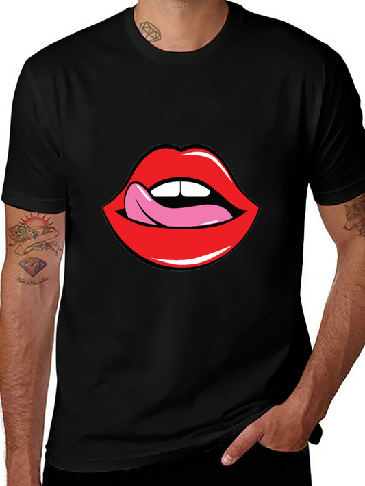 Licking Lips Graphic Tee - Bold Statement Shirt