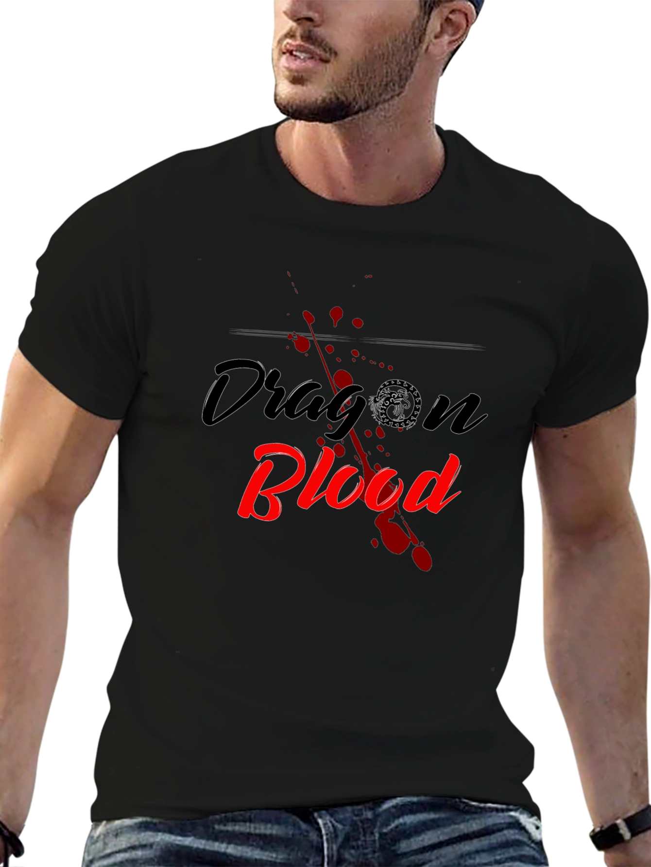 Dragon Blood Graphic Tee - Black Cotton Blend T-Shirt