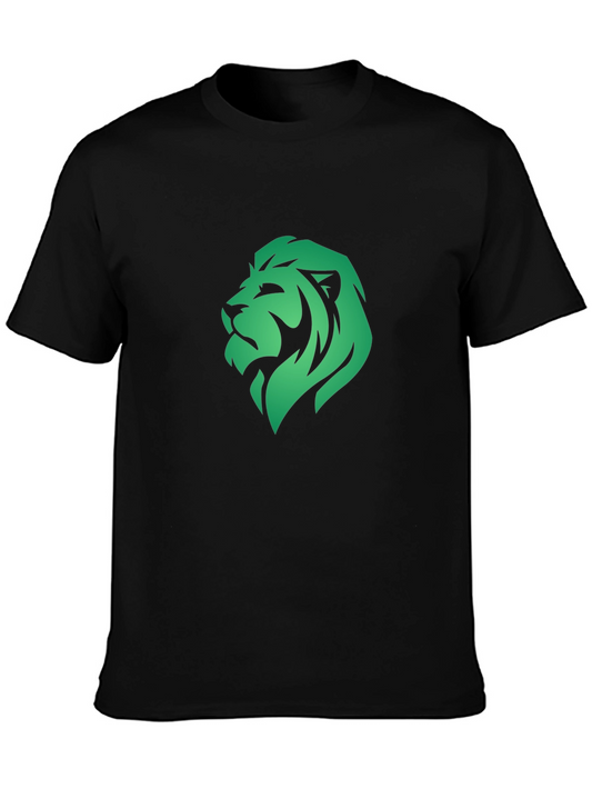 Lion Head Graphic Tee - Black Cotton Blend