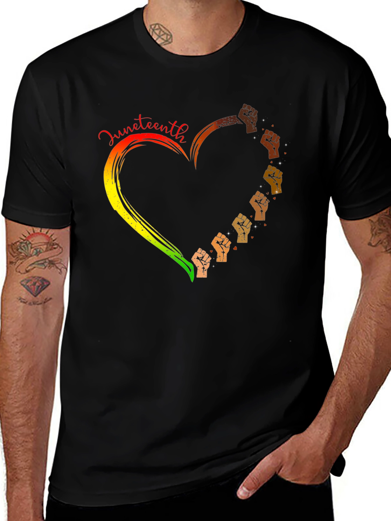 Juneteenth Heart Fist Graphic T-Shirt