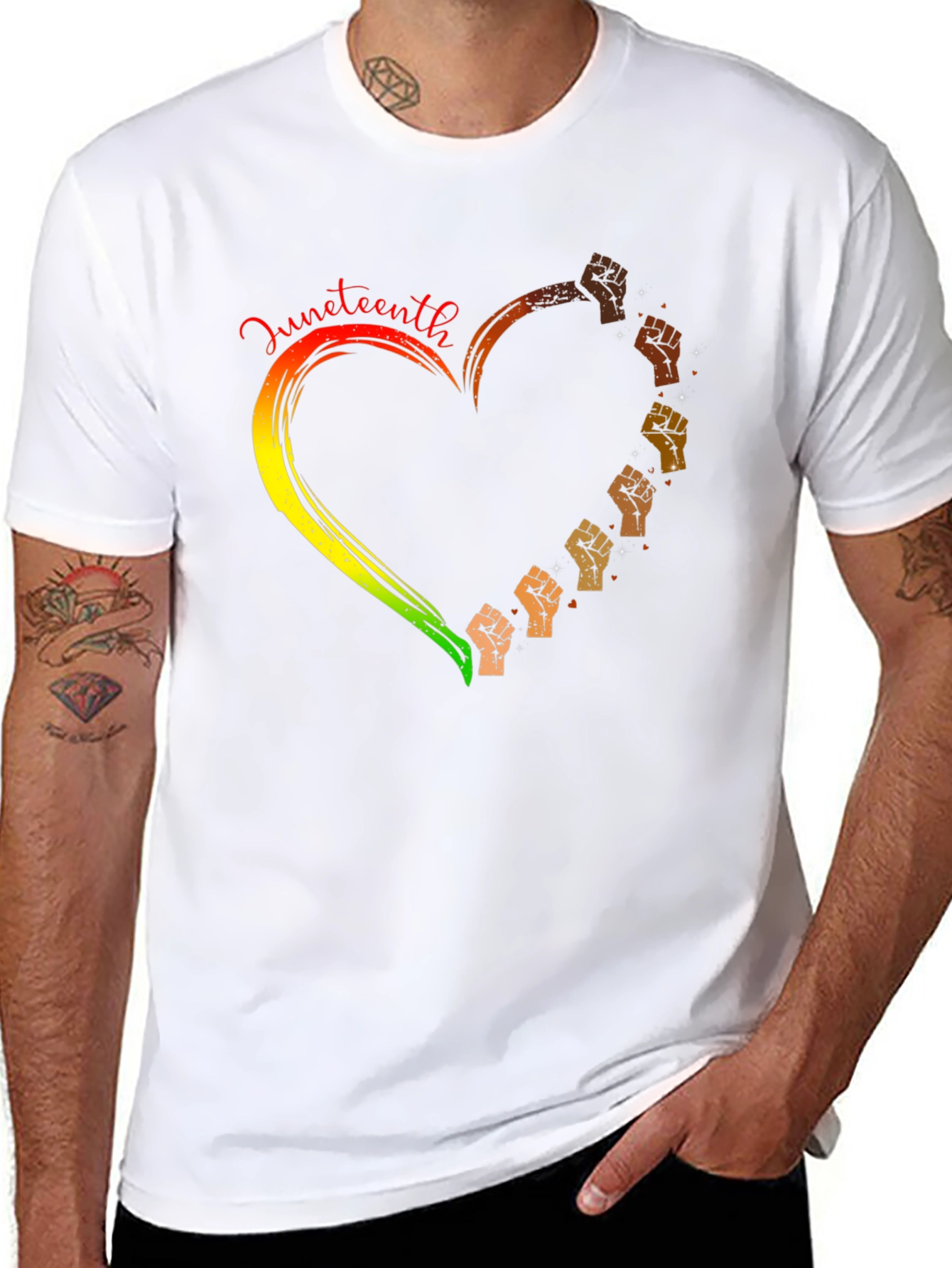 Juneteenth Heart Fist Graphic T-Shirt
