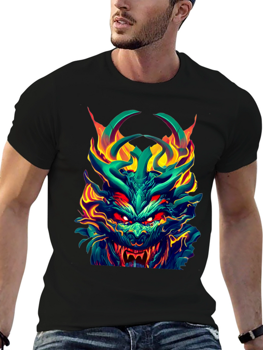Fiery Dragon Graphic T-Shirt - Bold Statement Piece