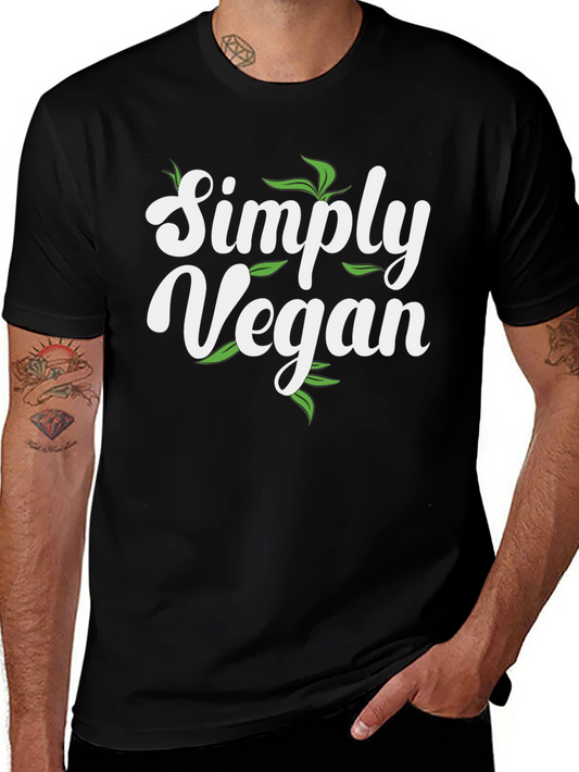 Simply Vegan T-Shirt - Green Leaf Design