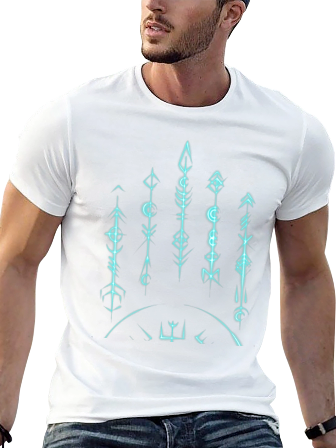 Mens Black Graphic Tee - Geometric Symbols
