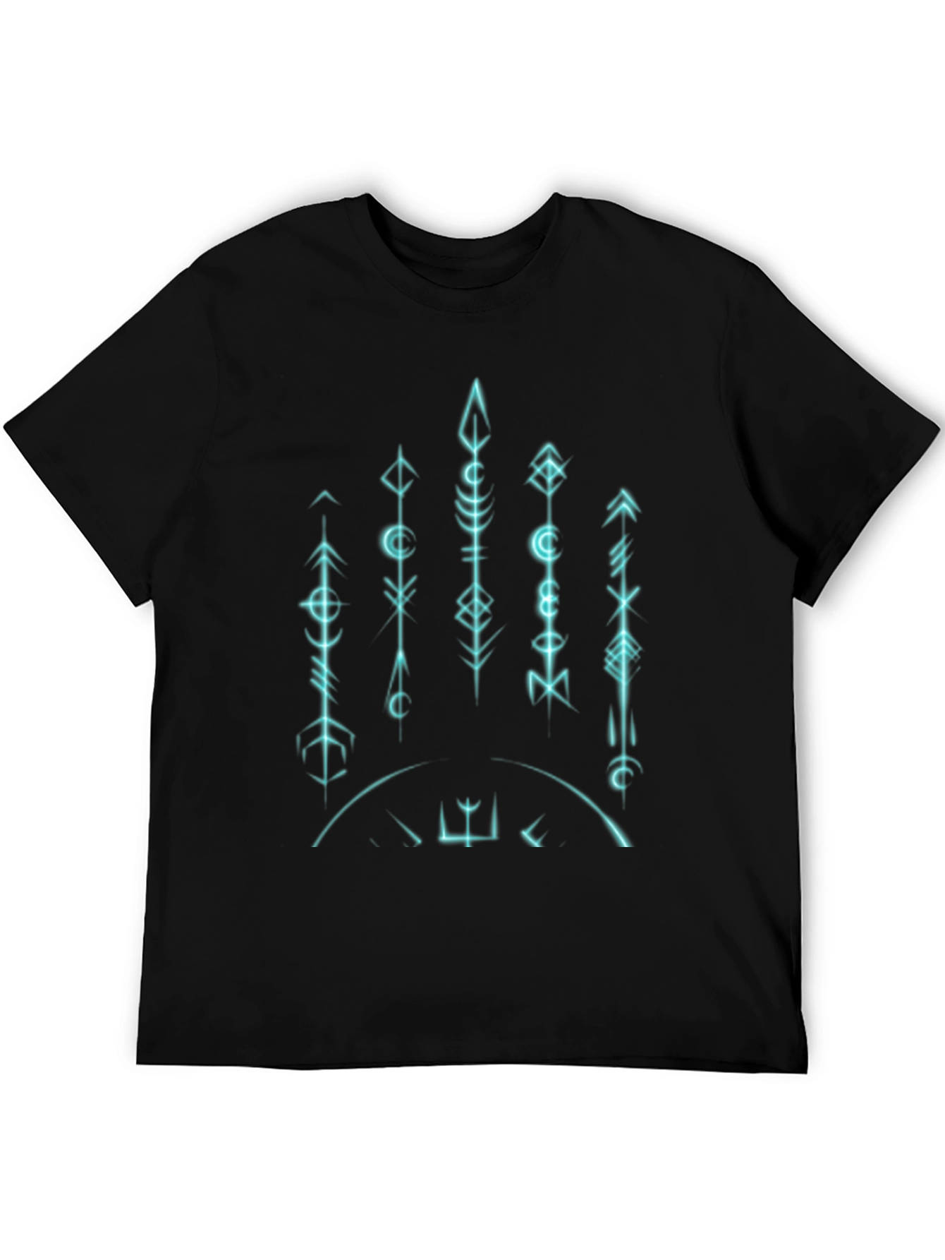 Mens Black Graphic Tee - Geometric Symbols