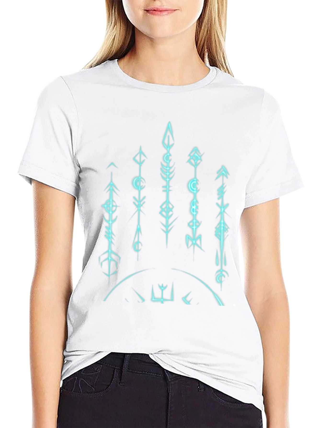 Mens Black Graphic Tee - Geometric Symbols