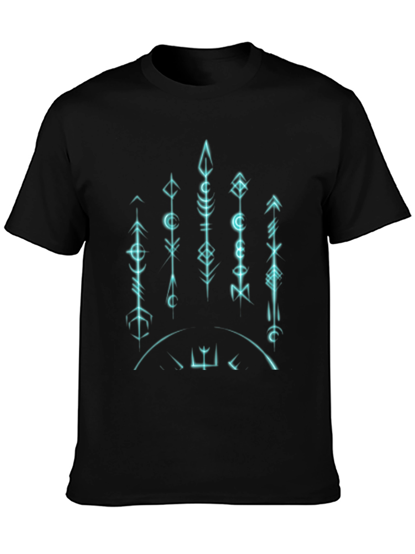 Mens Black Graphic Tee - Geometric Symbols