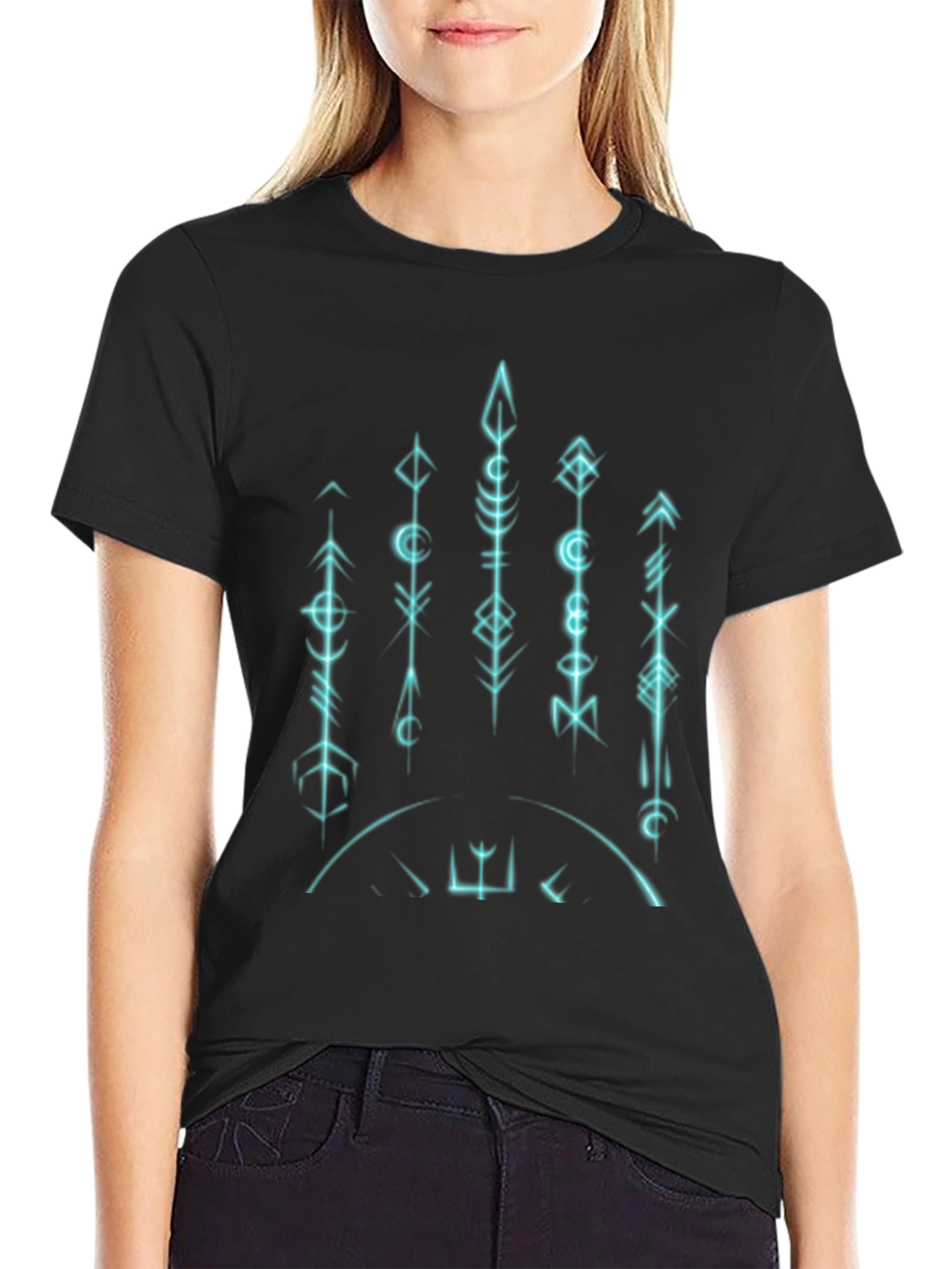 Mens Black Graphic Tee - Geometric Symbols