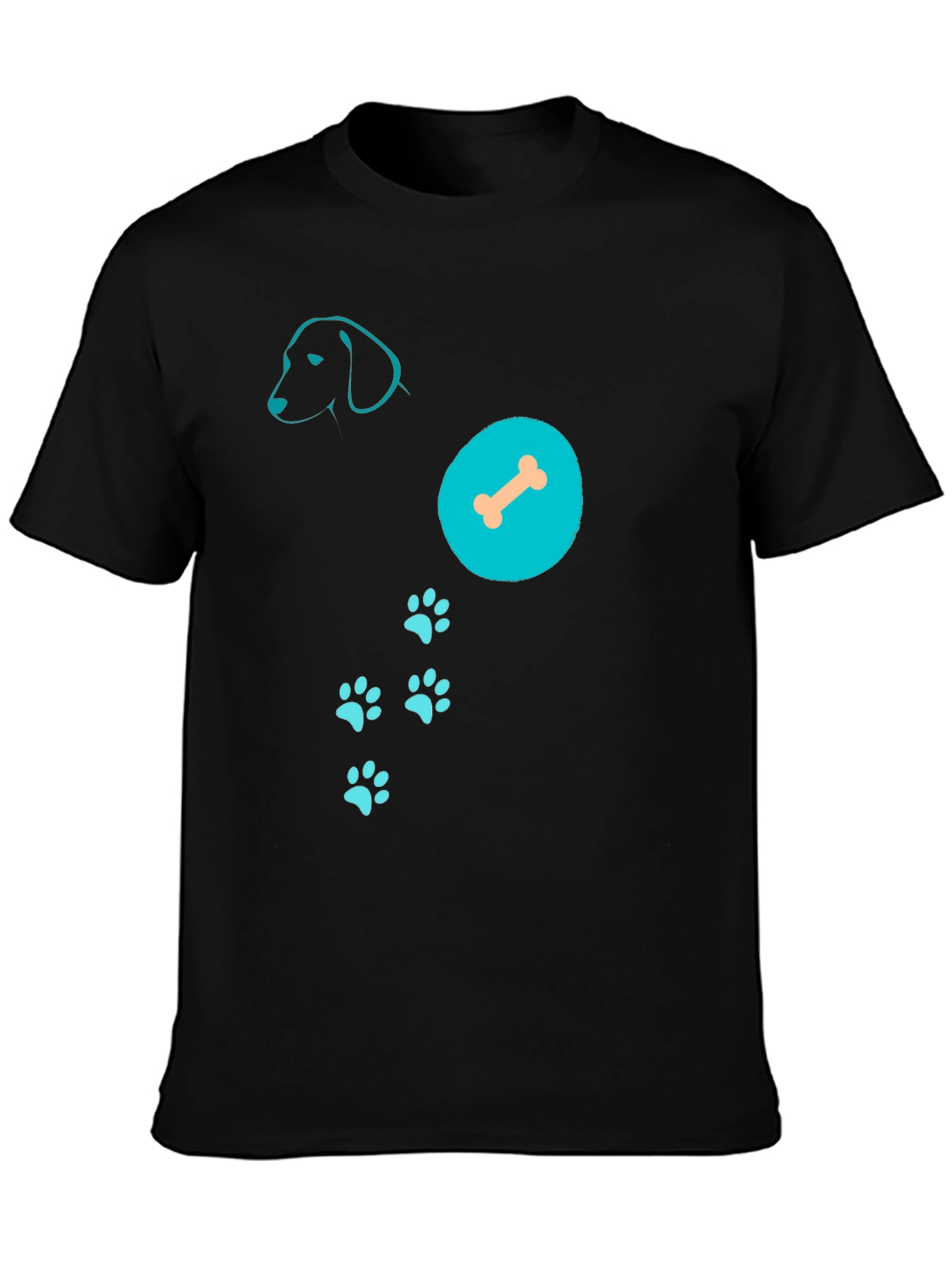 Dog Lover T-Shirt: Dog Silhouette Bone & Paws