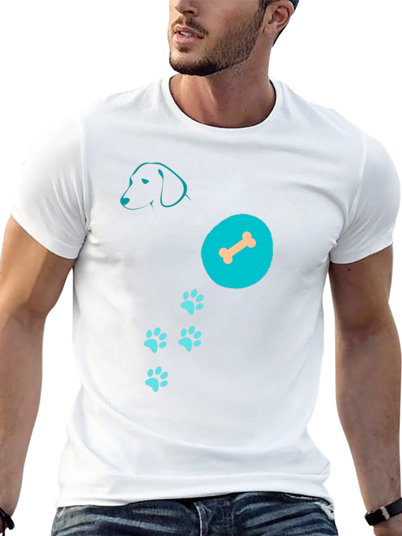 Dog Lover T-Shirt: Dog Silhouette Bone & Paws
